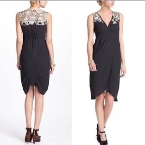 Anthropologie Black and Cream Midi Dress